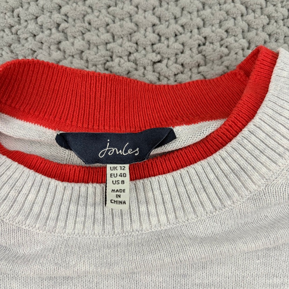 Joules Gray Rainbow Stripe Dachshund Dog Long Sleeve Sweater Womens 8 - Picture 4 of 6